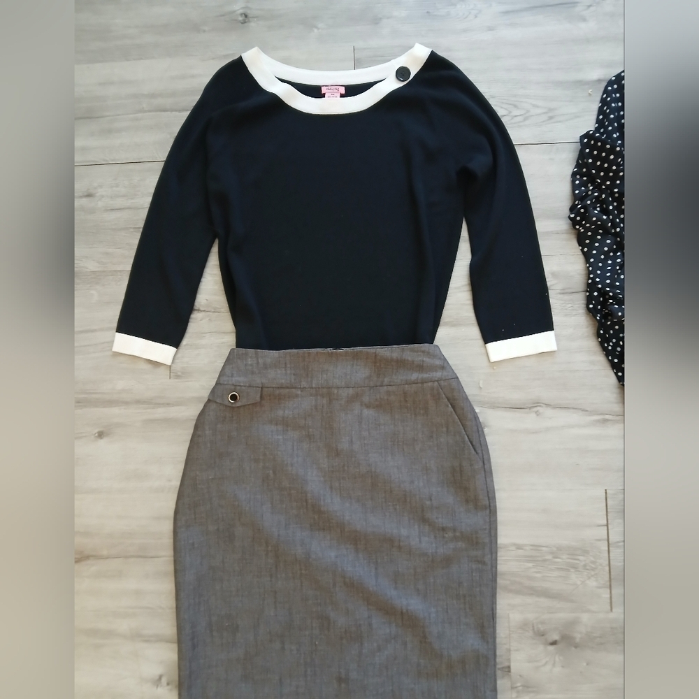 Lot X 6 Office Work Pencil Skirts Blouses Button Up Shirt Knit Top Bundle Set - Picture 2 of 15